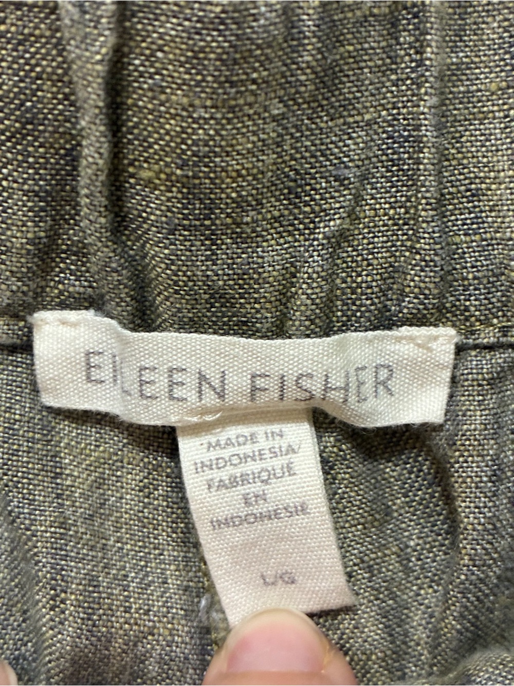 Eileen Fisher olive green washed organic linen delave lantern pants size large - Picture 5 of 7
